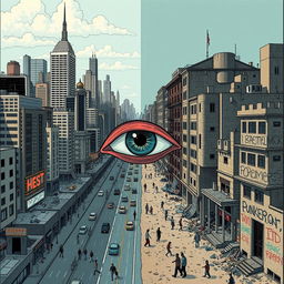 A conceptual illustration depicting the division of society