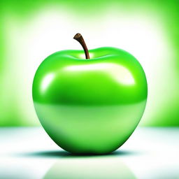 A high-resolution digital art image, featuring a vibrant, juicy, green apple