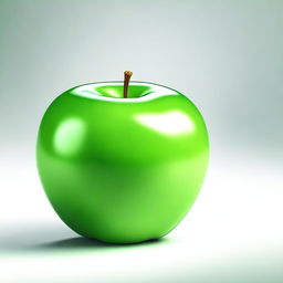 A high-resolution digital art image, featuring a vibrant, juicy, green apple