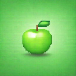 A pixel art image showcasing a vibrant, green apple