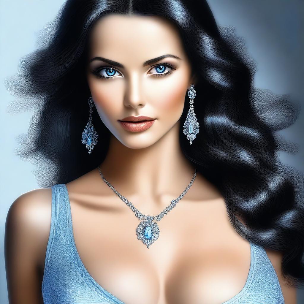 An exquisite digital art image of a beautiful woman with a perfect body shape