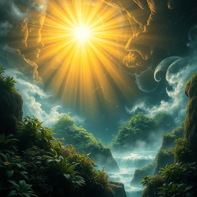 A magnificent representation of immortal light illuminating a world filled with vibrant energy and spirit