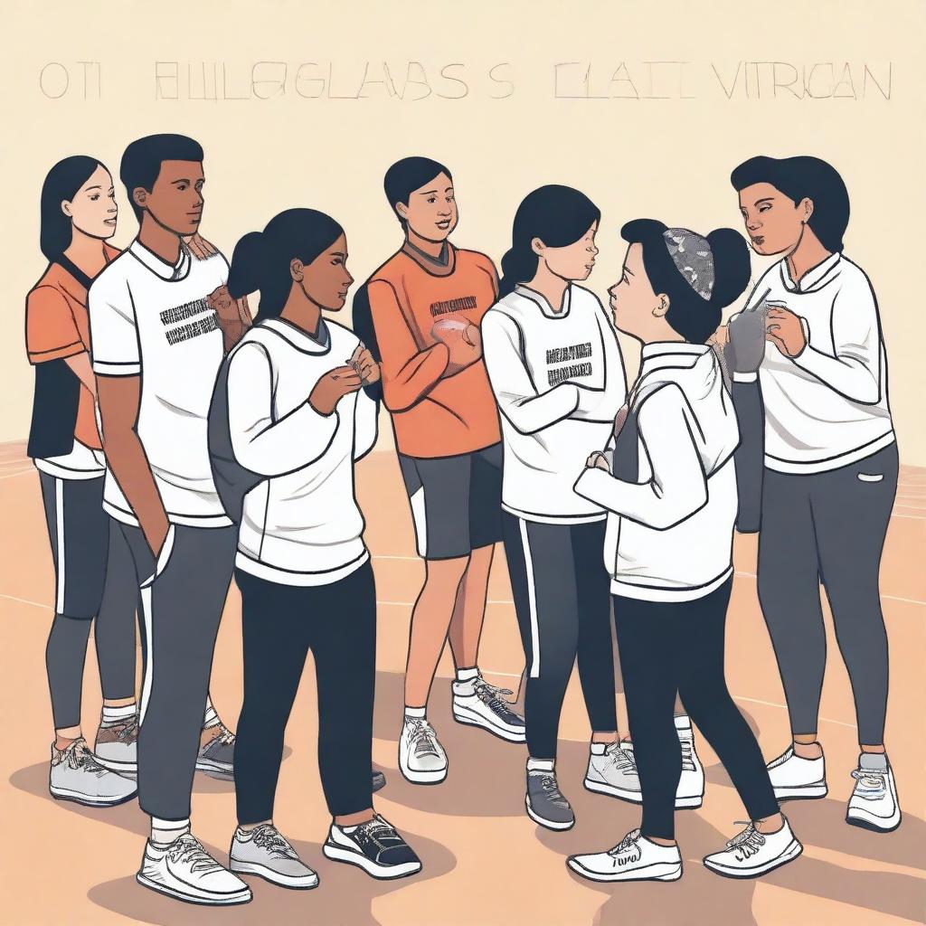 A simple vector art image vividly highlighting the struggle of assimilation for undocumented immigrant students in a gym class shared with English-speaking students