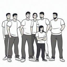 A simple vector art image showcasing undocumented immigrant students participating in unfamiliar activities in a gym class, such as a team sport requiring extensive verbal communication or physical contact