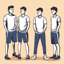 A simple vector art image showcasing undocumented immigrant students participating in unfamiliar activities in a gym class, such as a team sport requiring extensive verbal communication or physical contact