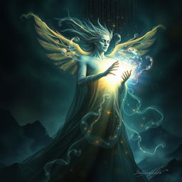 A surreal scene depicting a blend of life and death, with an ethereal glow representing immortality