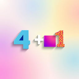 A creative and colorful profile collage representing the concept of 4 + 1, featuring four distinct squares symbolizing the number '4', each square uniquely designed with different patterns and colors, alongside a larger square or circle for the number '1'