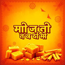 A vibrant and colorful poster featuring the phrase 'यहाँ पटाली गुड़ मिलता है' prominently displayed in bold, artistic font