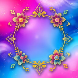A stunning, vibrant phone wallpaper featuring a unique frame design that elegantly incorporates colorful abstract shapes and patterns