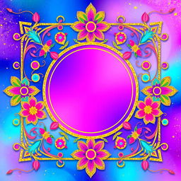 A stunning, vibrant phone wallpaper featuring a unique frame design that elegantly incorporates colorful abstract shapes and patterns