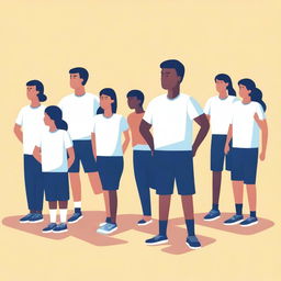 A simple vector art image vividly portrays undocumented immigrant students participating in an unfamiliar sport in a physical education class