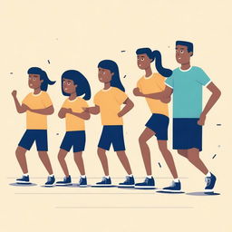 A simple vector art image vividly portrays undocumented immigrant students participating in an unfamiliar sport in a physical education class