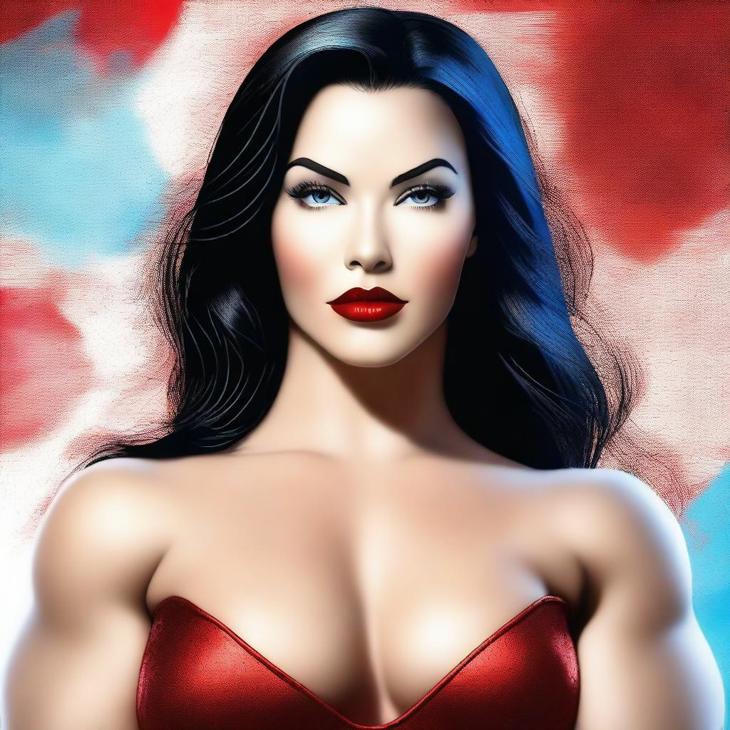 A high-quality digital art piece featuring a stunning woman with a bodybuilder's physique