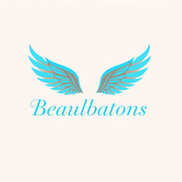 A logo design featuring a stylish pair of wings symbolizing elegance and grace, with the word 'Beauxbatons' prominently displayed in an elegant, serif font in a vibrant blue color