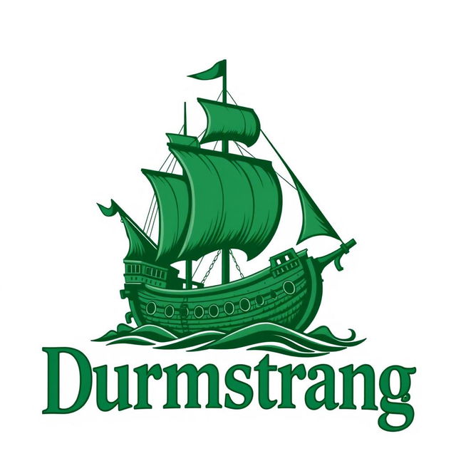 A logo featuring a majestic ship, resembling a classic vessel, with detailed textures and sails billowing