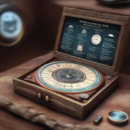 A 3D rendered image of an interactive software interface for a historical time travel simulator