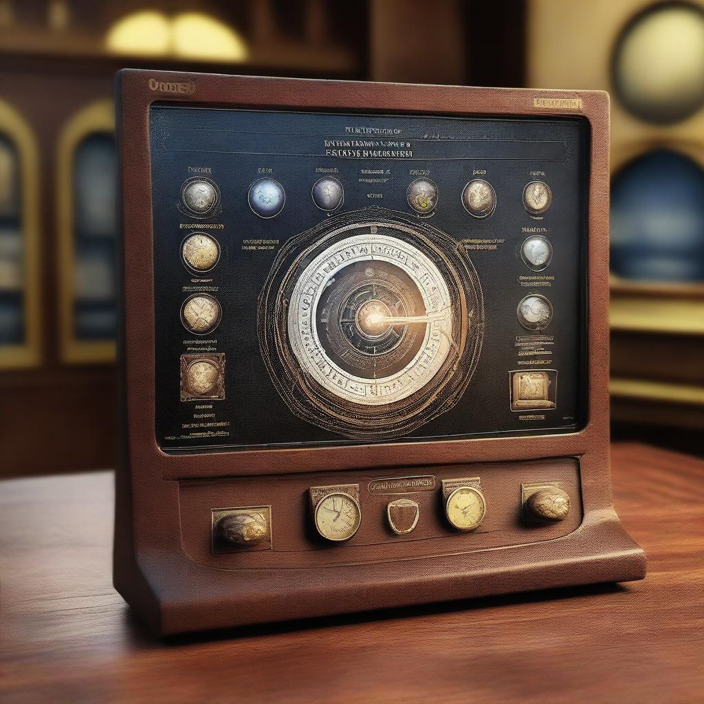 A 3D rendered image of an interactive software interface for a historical time travel simulator