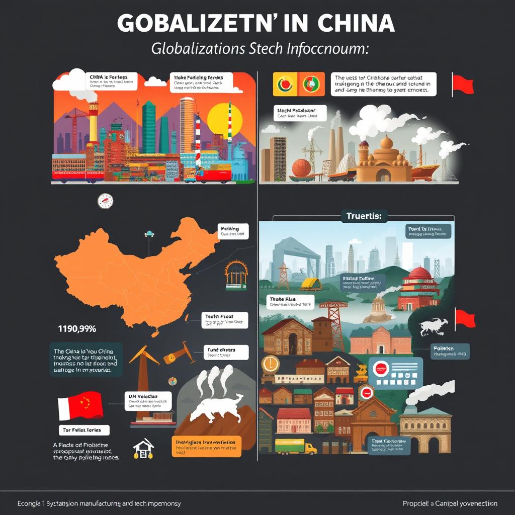 A detailed infographic illustrating the impact of globalization on China's economy