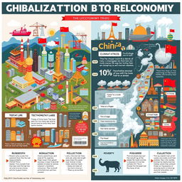 A detailed infographic illustrating the impact of globalization on China's economy