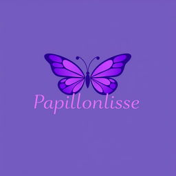 A logo design featuring a beautifully stylized butterfly with elegant wings, incorporating shades of purple