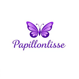 A logo design featuring a beautifully stylized butterfly with elegant wings, incorporating shades of purple