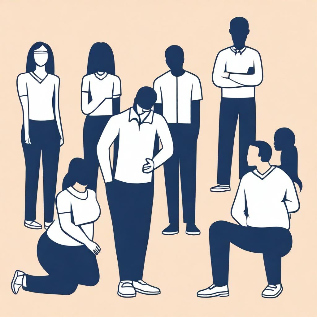 A simple, yet impactful vector art image showcasing teachers in a physical education class who are at a loss on how to support undocumented immigrant students