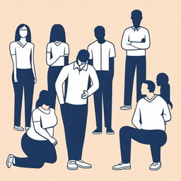 A simple, yet impactful vector art image showcasing teachers in a physical education class who are at a loss on how to support undocumented immigrant students