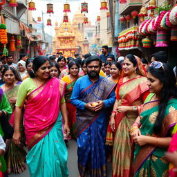 A vibrant celebration showcasing Bangladeshi Hindus during a traditional festival