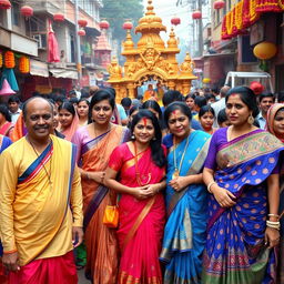 A vibrant celebration showcasing Bangladeshi Hindus during a traditional festival