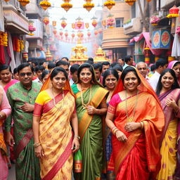 A vibrant celebration showcasing Bangladeshi Hindus during a traditional festival