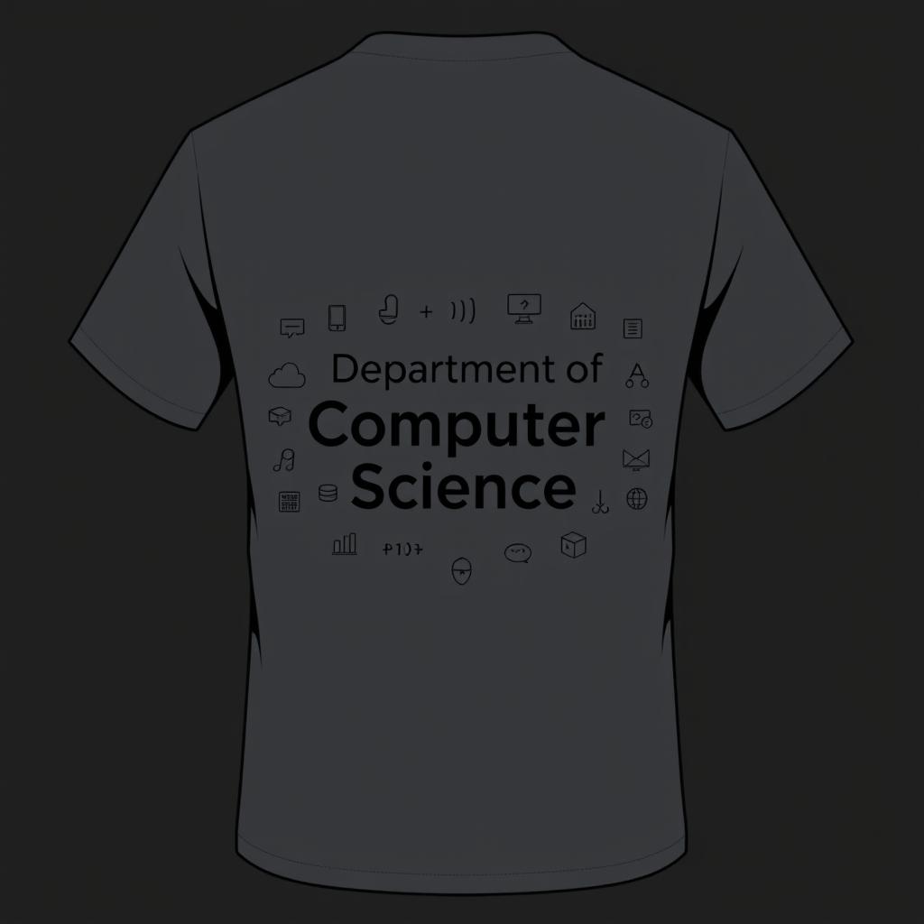 A charcoal grey t-shirt design featuring a stylish and classic back graphic