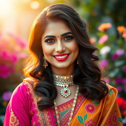 A glamorous portrait of the popular Bangladeshi actress Pori Moni, showcasing her beautiful features and captivating smile