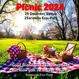 A vibrant and inviting poster for an event titled "Picnic 2024"