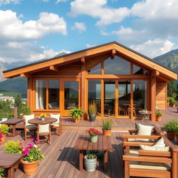 A charming prefab house designed as a cozy cafe located in the picturesque landscape of Nepal