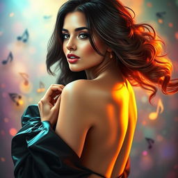A stunning artistic interpretation capturing the beauty and charisma of a female pop star, inspired by Karol G