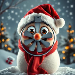 A humorous rendition of the 'Padoru' meme character, featuring a face designed to look like a fan