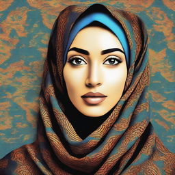 A high-quality digital art piece showcasing a young woman wearing a hijab