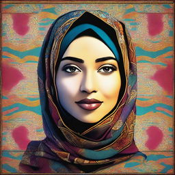 A high-quality digital art piece showcasing a young woman wearing a hijab