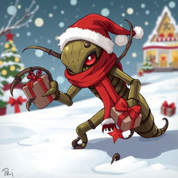 A Tyranid alien creature, inspired by the Warhammer 40k universe, designed in a playful padoru style