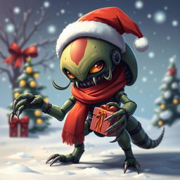 A Tyranid alien creature, inspired by the Warhammer 40k universe, designed in a playful padoru style