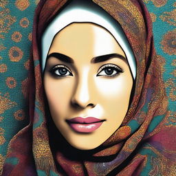 A high-quality digital art piece showcasing a young woman wearing a hijab