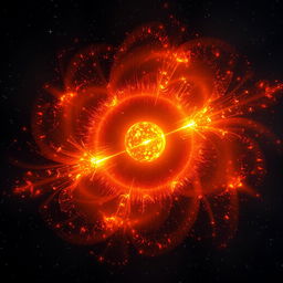 A stunning visualization of a hot cathode spherical star discharge, showcasing vibrant glowing colors and intense light emissions