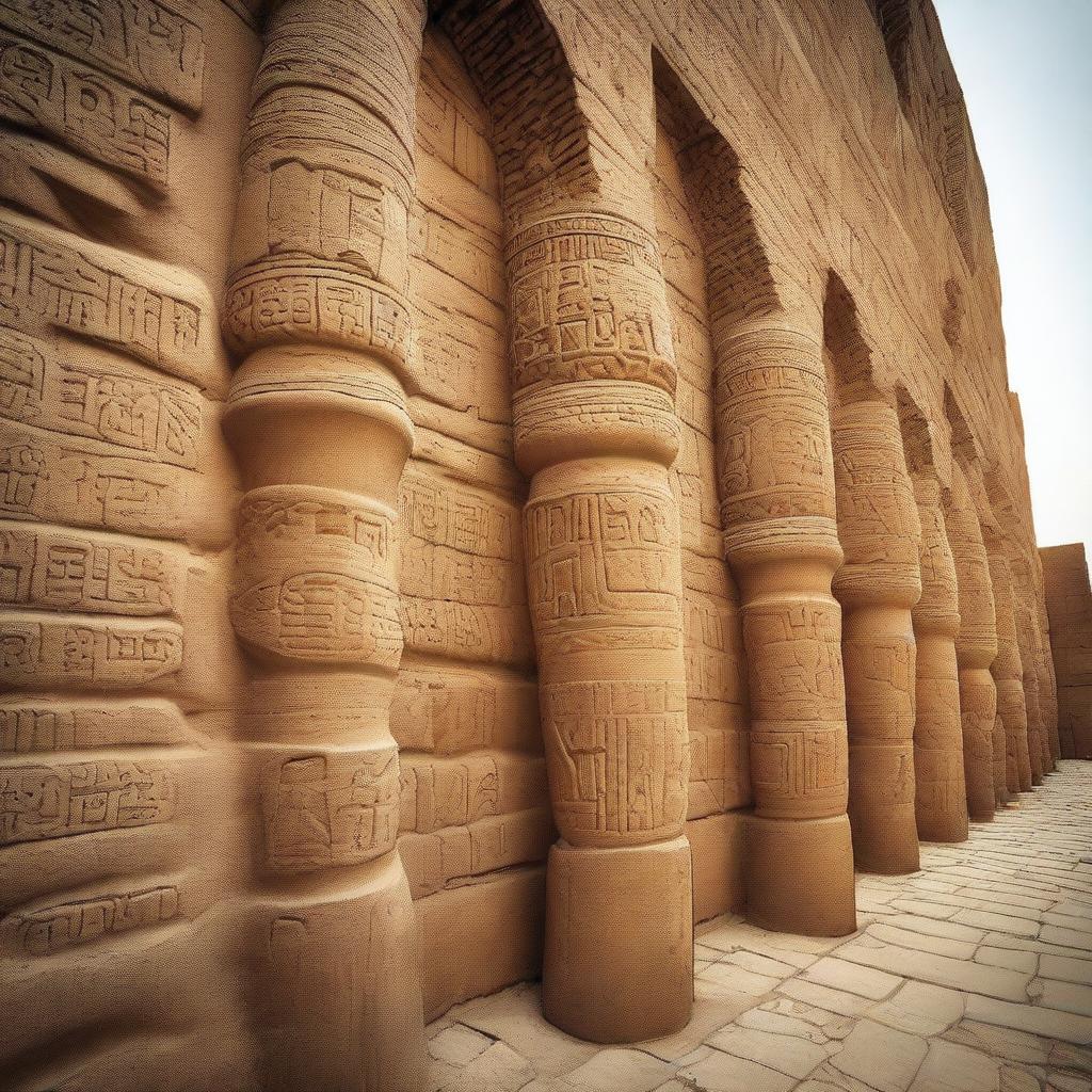 A high-definition photograph capturing the textured walls of the ancient Babylonian civilization