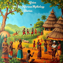 A vibrant and rich scene depicting African culture and traditions, illustrating various elements such as traditional clothing, colorful patterns, and intricate beadwork