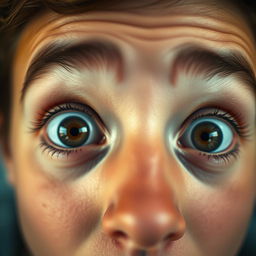 A striking image of a close-up of a person opening their eyes wide in surprise or wonder, the expression filled with curiosity and amazement