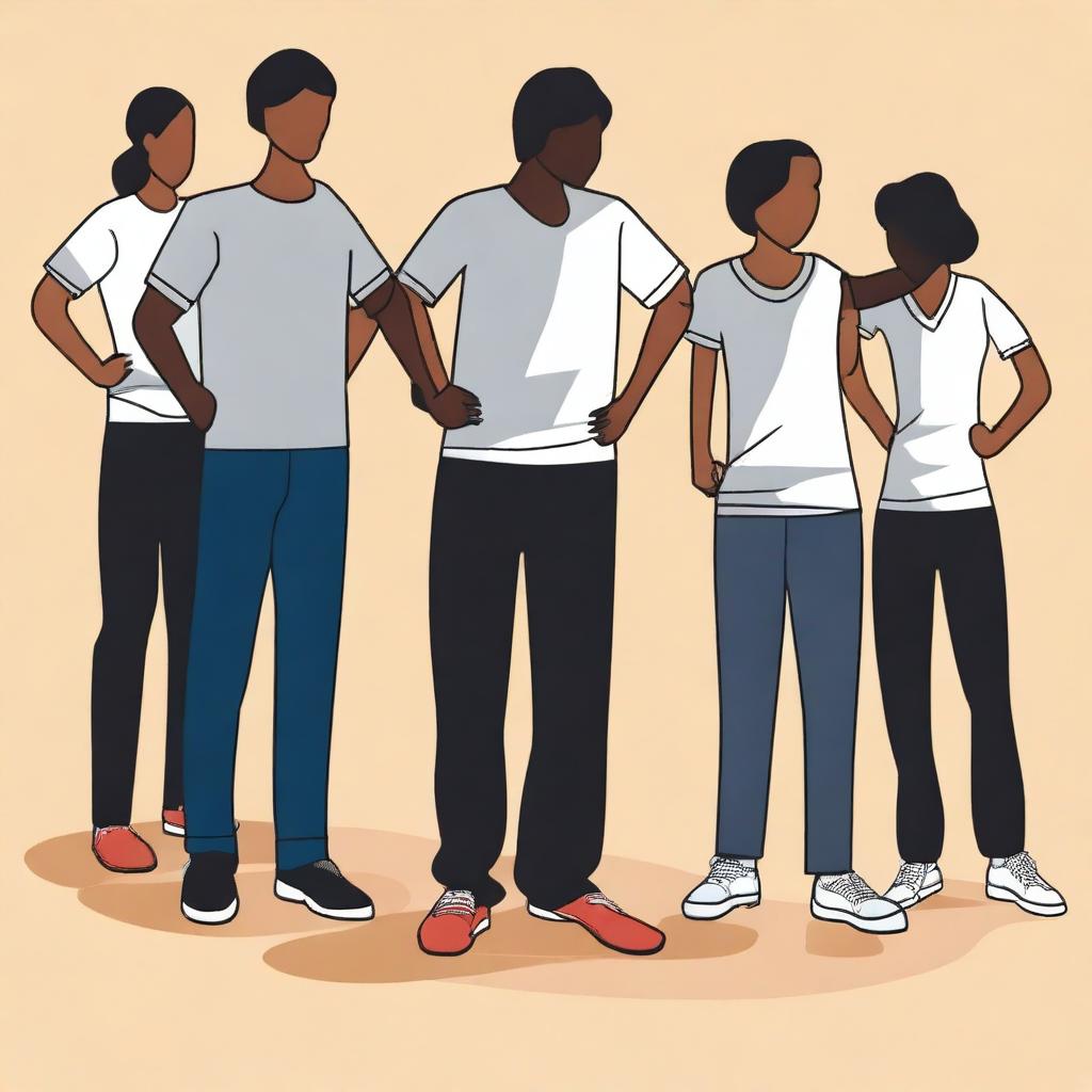 A simple, yet striking vector art image created using outlines and cutouts to highlight teachers in a physical education class who are unsure how to support undocumented immigrant students