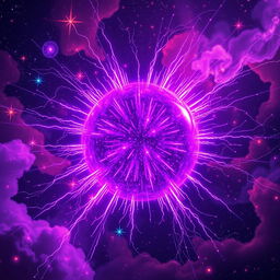 A stunning visualization of a hot cathode spherical purple star discharge, showcasing the vibrant and luminous purple hues radiating from the star