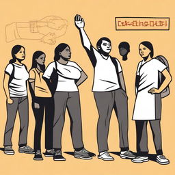 A simple, yet striking vector art image created using outlines and cutouts to highlight teachers in a physical education class who are unsure how to support undocumented immigrant students