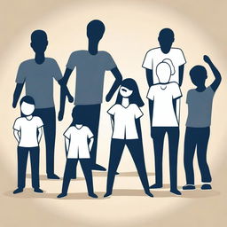 A simple, yet striking vector art image created using outlines and cutouts to highlight teachers in a physical education class who are unsure how to support undocumented immigrant students