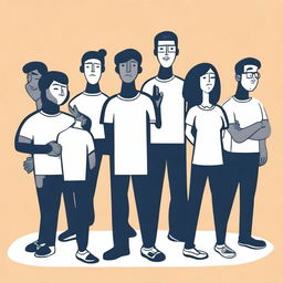 A simple, yet impactful vector art image, utilizing shapes and outlines to highlight the predicament of teachers in a physical education class who are struggling to support undocumented immigrant students